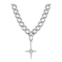 Tibetan Style Jewelry Necklace, Cross, platinum color plated, fashion jewelry & Unisex & with rhinestone, nickel, lead & cadmium free, Length:Approx 15.3 Inch, Sold By PC