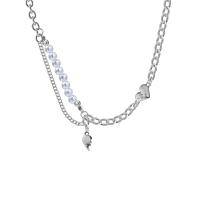 Kunststof parel ketting, met zinklegering hanger & Plastic Pearl, Hart, mode sieraden & uniseks, Lengte Ca 20 inch, Verkocht door PC