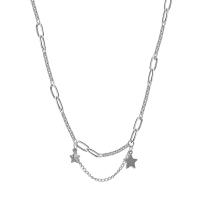 Stainless Steel Jewelry Necklace 314 Stainless Steel with 1.96inch extender chain Star fashion jewelry & for woman & with rhinestone original color Length Approx 15.7 Inch Sold By PC