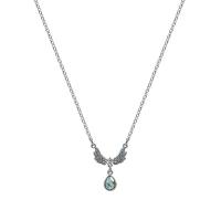 Nerezová ocel šperky náhrdelník, s Sklo, s 1.96inch extender řetězce, Wing Shape, oválný řetězu & pro ženy & s drahokamu, Původní barva, Délka Cca 15.7 inch, Prodáno By PC