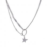 Stainless Steel Jewelry Necklace 314 Stainless Steel with 1.96inch extender chain Star Double Layer & fashion jewelry & Unisex Length Approx 16.9 Inch Sold By PC