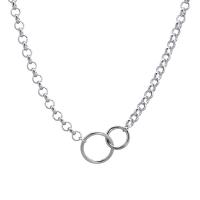 Collar de acero inoxidable de la joyería, con 2.75inch extender cadena, Donut, unisexo & hueco, color original, longitud:aproximado 15.3 Inch, Vendido por UD