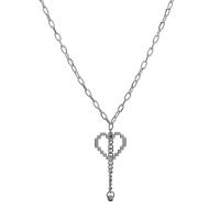 Stainless Steel Jewelry Necklace 314 Stainless Steel with 1.96inch extender chain Heart Unisex & oval chain & hollow original color Length Approx 21.6 Inch Sold By PC