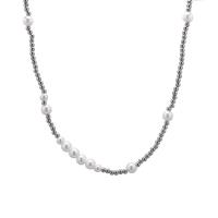 Stainless Steel Jewelry Necklace 314 Stainless Steel with Plastic Pearl with 1.96inch extender chain Unisex & ball chain original color Length Approx 17.7 Inch Sold By PC