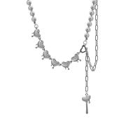 Collar de acero inoxidable de la joyería, con Perlas plásticas, con 3.54inch extender cadena, Corazón, para mujer, longitud:aproximado 15.3 Inch, Vendido por UD