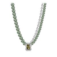 Nehrđajućeg čelika, nakit ogrlice, s Staklene perle, s 3.14inch Produžetak lanac, Pravokut, modni nakit & za žene & s Rhinestone, izvorna boja, Dužina Približno 13.7 inčni, Prodano By PC