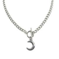 Nehrđajućeg čelika, nakit ogrlice, Mjesec, modni nakit & bez spolne razlike & twist ovalni lanac, izvorna boja, Dužina Približno 17.7 inčni, Prodano By PC