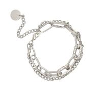 Stainless Steel Jewelry Bracelet, 314 Stainless Steel, with 1.96inch extender chain, multilayer & Unisex & with rhinestone, original color, Length:Approx 7 Inch, Sold By PC