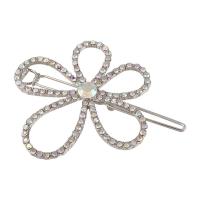 Hair Clip, Tibetan Style, Flower, for woman & with rhinestone & hollow, more colors for choice, 60mm, Sold By PC