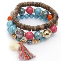 Tibetan Style Bracelet Set, with turquoise & Wood, three pieces & fashion jewelry & for woman, more colors for choice, nickel, lead & cadmium free, Length:Approx 18 cm, Sold By Set