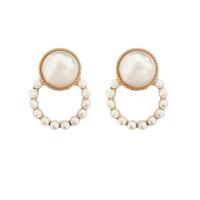 Zinklegierung Ohrringe, mit Kunststoff Perlen, goldfarben plattiert, Modeschmuck & für Frau, frei von Nickel, Blei & Kadmium, 17x22mm, verkauft von Paar