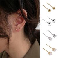 Brass Stud Earring, fashion jewelry & different styles for choice & for woman, more colors for choice, nickel, lead & cadmium free, 3mm, Sold By Pair