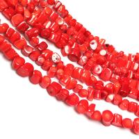 Synthetische Korallen Perlen, DIY, rot, 6x8mm, verkauft per ca. 38 cm Strang