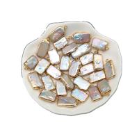Ciondoli perle d'acqua dolci, perla d'acquadolce coltivata naturalmente, with lega in zinco, Rettangolo, bianco, 10-35mm, Venduto da PC