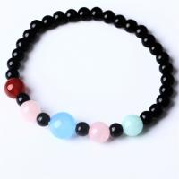 Gemstone Bracelets, Natural Stone, Unisex, mixed colors, 6mm, Length:Approx 21 cm, Sold By PC