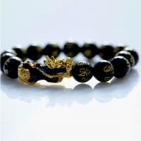 Obsidian Bracelet with Zinc Alloy for man Length Approx 19 cm Sold By PC