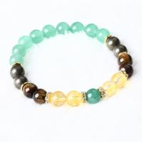 Green Aventurine Bracelet with Tiger Eye & Citrine for woman & with rhinestone mixed colors 8mm Length Approx 21 cm Sold By PC