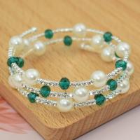Bijoux de bracelet en alliage de zinc, avec cristal & perle de plastique & fer, pour femme & avec strass, plus de couleurs à choisir, 55x13mm, Vendu par PC