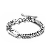 Titanium Steel Bracelet & Bangle, titanium lobster clasp, Unisex, silver color, Sold By PC