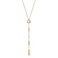 Titanstahl Halskette, plattiert, für Frau & mit Strass, goldfarben, 12x4mm, Länge:ca. 45 cm, verkauft von PC