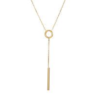 Titanstahl Halskette, plattiert, für Frau, goldfarben, 25mm, Länge:ca. 60 cm, verkauft von PC
