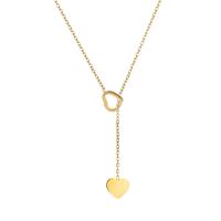 Titanstahl Halskette, Herz, plattiert, für Frau, goldfarben, 79x88mm, Länge ca. 60 cm, verkauft von PC