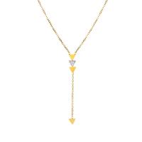 Collar de Acero Titanio, Partículas de acero, chapado, para mujer & con diamantes de imitación, dorado, 12.50x4mm, longitud:aproximado 60 cm, Vendido por UD