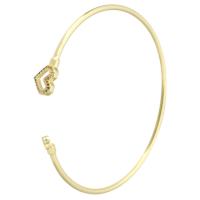 laiton bracelet manchette, Placage de couleur d'or, bijoux de mode & pavé de micro zircon & pour femme, doré, 9mm, Diamètre intérieur:Environ 66mm, 10PC/lot, Vendu par lot