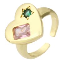 Kubieke Circonia Micro Pave Brass Ring, Messing, gold plated, mode sieraden & micro pave zirconia & voor vrouw, multi-gekleurde, 14mm, 10pC's/Lot, Verkocht door Lot