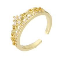 Brass Cuff Finger Ring, gold color plated, fashion jewelry & micro pave cubic zirconia & for woman, golden, 8mm, 10PCs/Lot, Sold By Lot