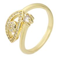 Messing Open Finger Ring, gold plated, mode sieraden & micro pave zirconia & voor vrouw, gouden, 8mm, Maat:6.5, 10pC's/Lot, Verkocht door Lot