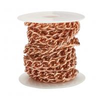 Aluminum Chains, DIY & curb chain, rose gold color, 10x6.50mm, 3m/PC, Sold By PC
