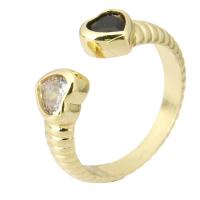 Brass Cuff Finger Ring, gold color plated, fashion jewelry & micro pave cubic zirconia & for woman & enamel, golden, 6mm, US Ring Size:7.5, 10PCs/Lot, Sold By Lot