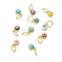 Evil Eye Hangers, Messing, gold plated, mode sieraden & voor vrouw & glazuur, meer kleuren voor de keuze, 4x6x4mm, Gat:Ca 3mm, 10pC's/Lot, Verkocht door Lot