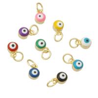 Evil Eye Hangers, Messing, Ronde, gold plated, mode sieraden & voor vrouw & glazuur, meer kleuren voor de keuze, 5x7.50x5mm, Gat:Ca 3mm, 10pC's/Lot, Verkocht door Lot