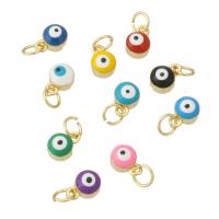 Evil Eye Anhänger, Messing, rund, goldfarben plattiert, Modeschmuck & für Frau & Emaille, keine, 6x8x4.50mm, Bohrung:ca. 3mm, 10PCs/Menge, verkauft von Menge