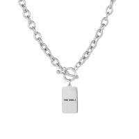 Titanium Steel Necklace, Rectangle, different length for choice & Unisex, original color, 15.10x17.70mm, Sold By PC