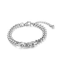 Titanium Steel Bracelet & Bangle, with 1.77Inch extender chain, different length for choice & Unisex, original color, 8mm, Sold By PC
