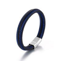 Leather Bracelet with Titanium Steel vintage & for man black 12mm Length Approx 8.46 Inch Sold By PC