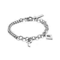 Titanium Steel Bracelet & Bangle, different length for choice & Unisex, original color, Sold By PC