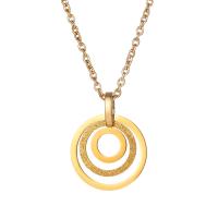 Titanium Steel Necklace, Vacuum Ion Plating, for woman & hollow, golden, 29.70x38.20mm, Length:Approx 14.96 Inch, Sold By PC