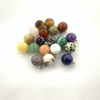 Gemstone Hängen Smycken, Natursten, Rund, olika material för val & Unisex, fler färger för val, 10mm, Säljs av PC