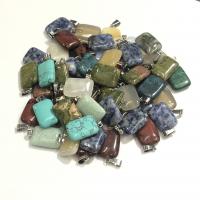 Gemstone Pendants Jewelry, Natural Stone, Rectangle, different materials for choice & Unisex, more colors for choice, 20x15x6mm, Sold By PC