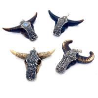 Acrylic Pendants with Rhinestone Clay Pave & Brass Horn silver color plated DIY Sold By PC