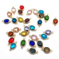Crystal Connector, with Brass, Oval, gold color plated, DIY & faceted, more colors for choice, 9x17mm, Sold By PC