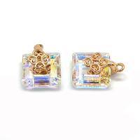 Crystal Pendants, with Brass,  Square, gold color plated, DIY & faceted, more colors for choice, 10mm, Sold By PC