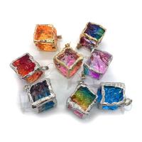 KRISTALLanhänger, Kristall, mit Messing, Quadrat, plattiert, DIY & verschiedene Größen vorhanden, mehrere Farben vorhanden, verkauft von PC