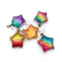 Crystal Pendants with Brass Star gold color plated DIY 38mm Sold By PC