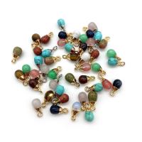 Gemstone Pendants Jewelry, with Brass, Teardrop, plated, DIY & different materials for choice, more colors for choice, 6x13mm, Sold By PC