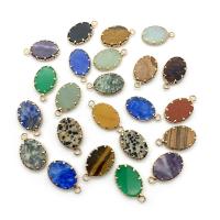 Gemstone Pendants Jewelry, with Brass, Oval, gold color plated, DIY & different materials for choice, more colors for choice, 13x23mm, Sold By PC